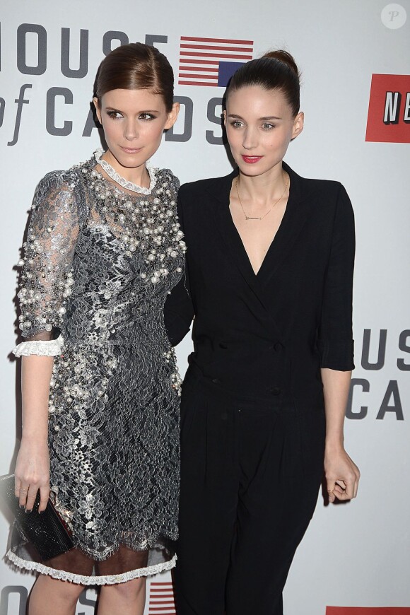 Les soeurs Kate et Rooney Mara à la première de la série "House of Cards" à New York, le 30 janvier 2013.