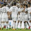 Luka Modric, Angel Di Maria, Cristiano Ronaldo, Nacho Fernandez, Raul Gonzalez Blanco et Casemiro à Madrid le 22 août 2013.