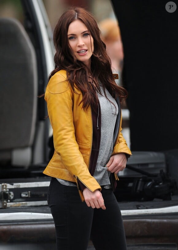 Megan Fox sur le tournage du film Tortues Ninja, à New York, le 7 mai 2013.
