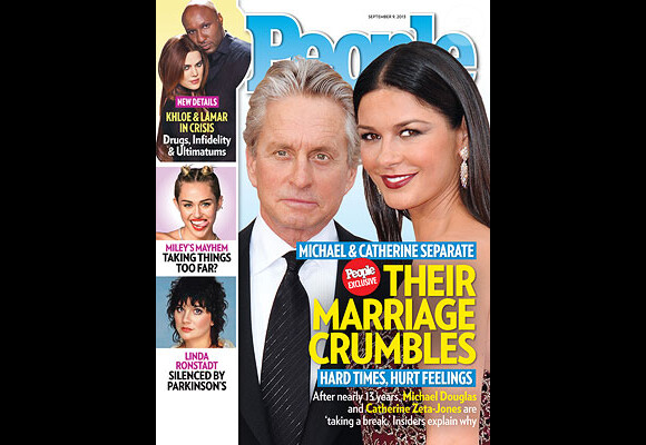 Couverture du magazine People sur la rupture entre Michael Douglas et sa femme Catherine Zeta-Jones.