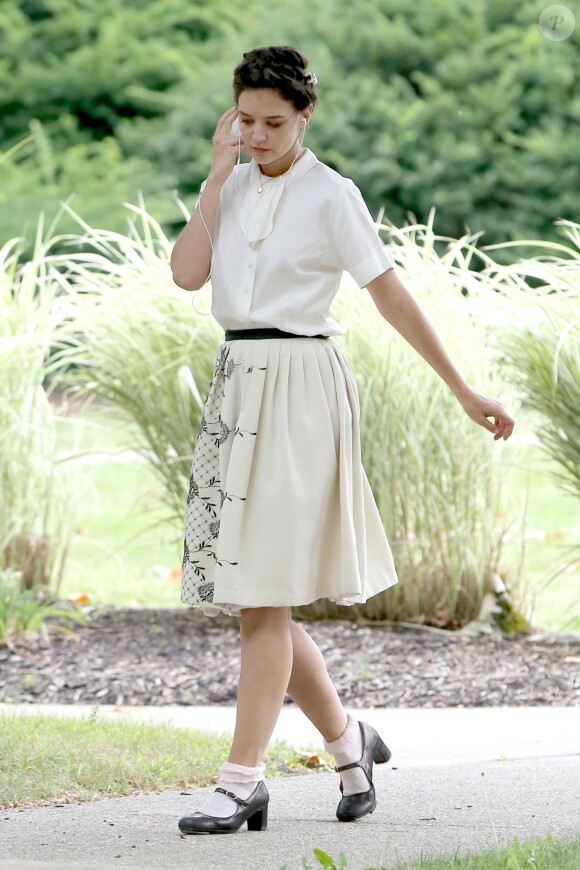 Katie Holmes sur le tournage du film Miss Meadows, à Cleveland, Ohio, le 28 août 2013.