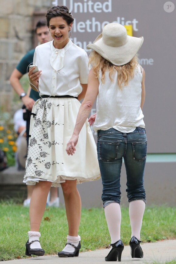 Katie Holmes sur le tournage du film Miss Meadows, à Cleveland, Ohio, le 28 août 2013.