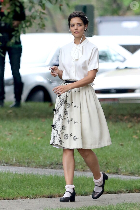 Katie Holmes sur le tournage du film Miss Meadows, à Cleveland, Ohio, le 28 août 2013.