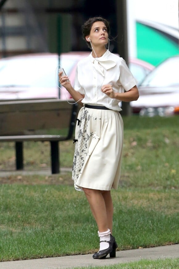 Katie Holmes sur le tournage du film Miss Meadows, à Cleveland, Ohio, le 28 août 2013.