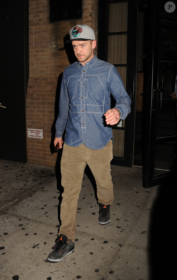 Justin Timberlake quittant le SoHo House Hotel à New York le 26 août 2013
