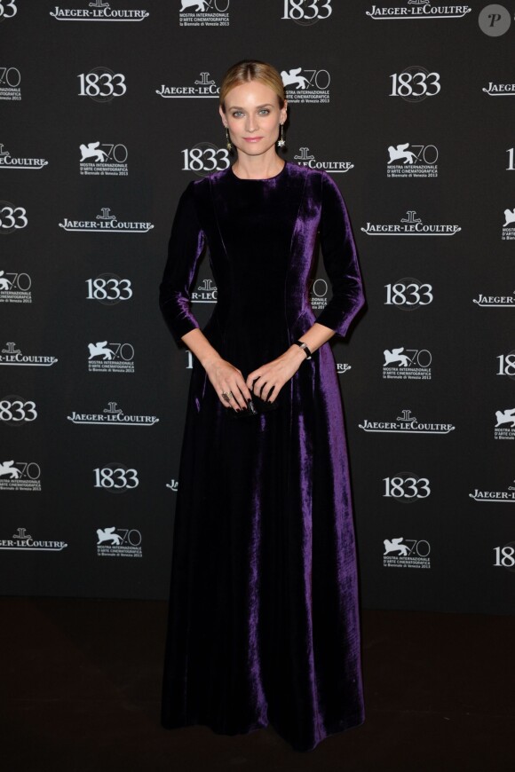 Diane Kruger, sublime en robe Alberta Ferratti (collection automne-hiver 2013), assiste au dîner de gala donné par Jaeger-LeCoultre pour son 180e anniversaire à l'opéra La Fenice. Venise, le 2 septembre 2013.