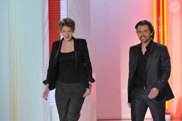 Exclusif - Natacha Polony, Aymeric Caron - Enregistrement de l'émission 'Vivement Dimanche' le 9 janvier 2013.