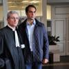 Thomas Menant (L'Amour est dans le pré 8) et son avocat, au tribunal d'Amiens, dans la Somme, le vendredi 6 septembre 2013.