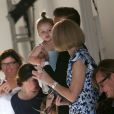 David Beckham et sa fille Harper assistent au défilé printemps-été 2014 de Victoria Beckham. New York, le 8 septembre 2013.