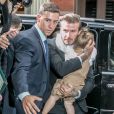 David Beckham et sa fille Harper arrivent au restaurant Balthazar pour un déjeuner en famille. New York, le 8 septembre 2013.