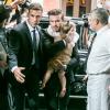 David Beckham et sa fille Harper arrivent au restaurant Balthazar pour un déjeuner en famille. New York, le 8 septembre 2013.