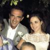 Nikos Aliagas au mariage de sa soeur Maria sur l'île paradisiaque de Kéa, située dans le Sud de la Grèce, week-end du 7 septembre 2013.