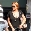 Lindsay Lohan à la sortie du restaurant Lure à Soho, New York, le 10 septembre 2013.