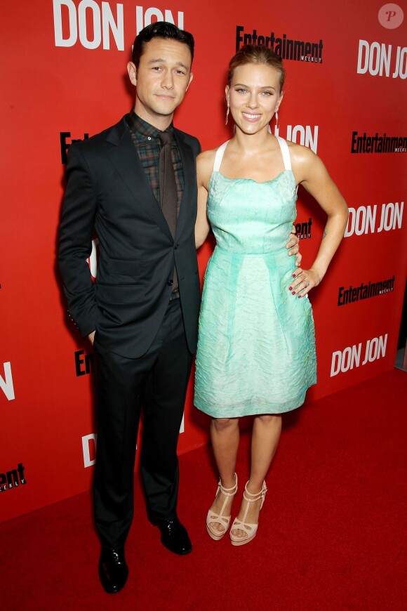 Joseph Gordon-Levitt, Scarlett Johansson lors de l'avant-première du film Don Jon à New York le 12 septembre 2013