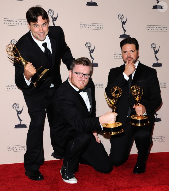 Josh Earl, Rob Butler, Alex Durham lors des Creative Arts Emmy Awards au Nokia Theatre à Los Angeles, le 15 septembre 2013.