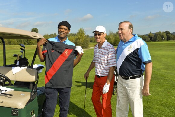 Franz Beckenbauer, Samuel L. Jackson lors de la Coupe des Présidents Hermès Eagle 2013 à Bad Griesbach le 14 septembre 2013