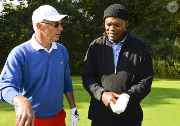 Franz Beckenbauer, Samuel L. Jackson lors de la Coupe des Présidents Hermès Eagle 2013 à Bad Griesbach le 14 septembre 2013