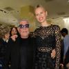 Karolina Kurkova et Roberto Cavalli célèbrent la Vogue Fashion Night Out 2013 et le coup d'envoi de la Fashion Week. Milan, le 17 septembre 2013.
