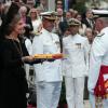 A la veille de recevoir Willem-Alexander et Maxima des Pays-Bas, la reine Sofia d'Espagne présidait le baptême du vaisseau de guerre Juan Carlos Ier.