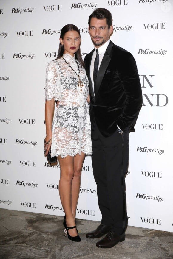 Bianca Balti et le mannequin David Gandy lors de la soirée Beauty in Wonderland à Milan en marge de la Fashion Week italienne. Le 19 septembre 2013