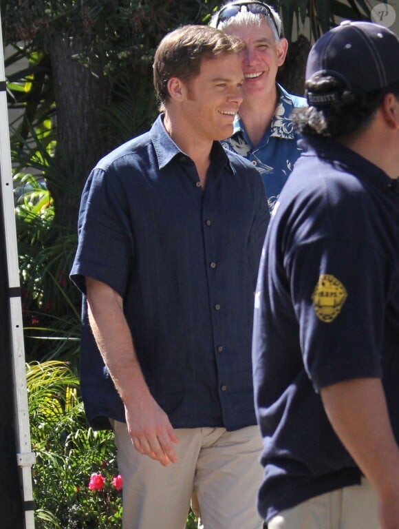 Exclusif - Michael C. Hall sur le tournage de la serie "Dexter", à West Hollywood, le 14 mars 2013.