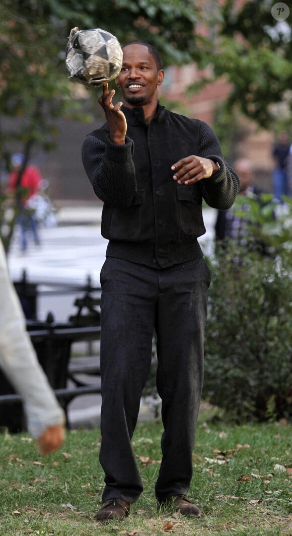 Jamie Foxx sur le tournage du film Annie dans le Queens, New York, le 27 septembre 2013.