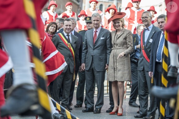 Le roi Philippe et son épouse la reine Mathilde de Belgique étaient en visite à Namur, sixième étape de leur tournée inaugurale Joyeuses entrées, le 2 octobre 2013.