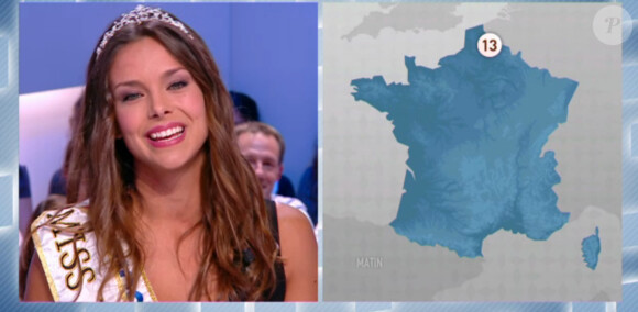 Miss France 2013 fait la pluie et le beau temps dans le Grand Journal, le vendredi 4 octobre 2013.