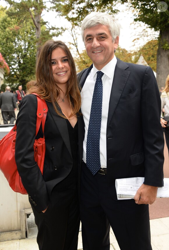 Herve Morin et sa fille Clementine au 92e Qatar Prix de l'Arc de Triomphe sur l'hippodrome de Longchamp à Paris le 6 octobre 2013.