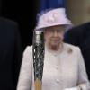 Queen Elizabeth II stands behind the Commonwealth Games Baton, during its relay launch ceremony at the Buckingham Palace in London, Uk on October 9, 2013. Photo by Lefteris Pitarakis/PA Wire/ABACAPRESS.COM09/10/2013 - London