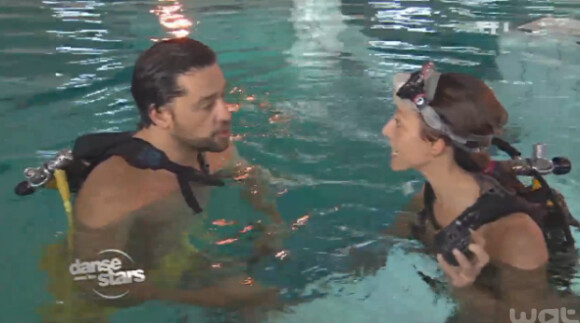Titoff, accompagné de sa partenaire, se rend à la piscine afin de mieux s'imprégner de la danse du boléro. Octobre 2013