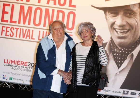 Georges Lautner et son épouse lors de la soirée d'ouverture du Festival Lumière à Lyon et l'hommage à Jean-Paul Belmondo au sein de la Halle Tony Garnier, le 14 octobre 2013