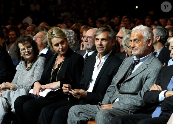 Claudia Cardinale, Luana et Paul Belmondo, Jean-Paul Belmondo lors de la soirée d'ouverture du Festival Lumière à Lyon et l'hommage à Jean-Paul Belmondo au sein de la Halle Tony Garnier, le 14 octobre 2013