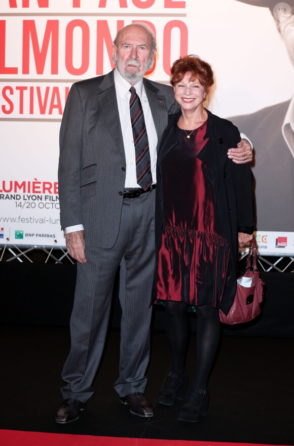 Jean-Pierre Marielle et sa femme Agathe Natanson lors de la soirée d'ouverture du Festival Lumière à Lyon et l'hommage à Jean-Paul Belmondo au sein de la Halle Tony Garnier, le 14 octobre 2013