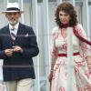 Sophia Loren avec Enrico Lo Verso sur le plateau de tournage de La Voix humaine à Rome sous la direction de son fils Edoardo Ponti le 4 juillet 2013