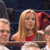 Jelena Ristic le 31 octobre 2013 lors de la victoire de son fiancé Novak Djokovic contre John Isner en huitième de finale de l'Open de Paris Bercy.