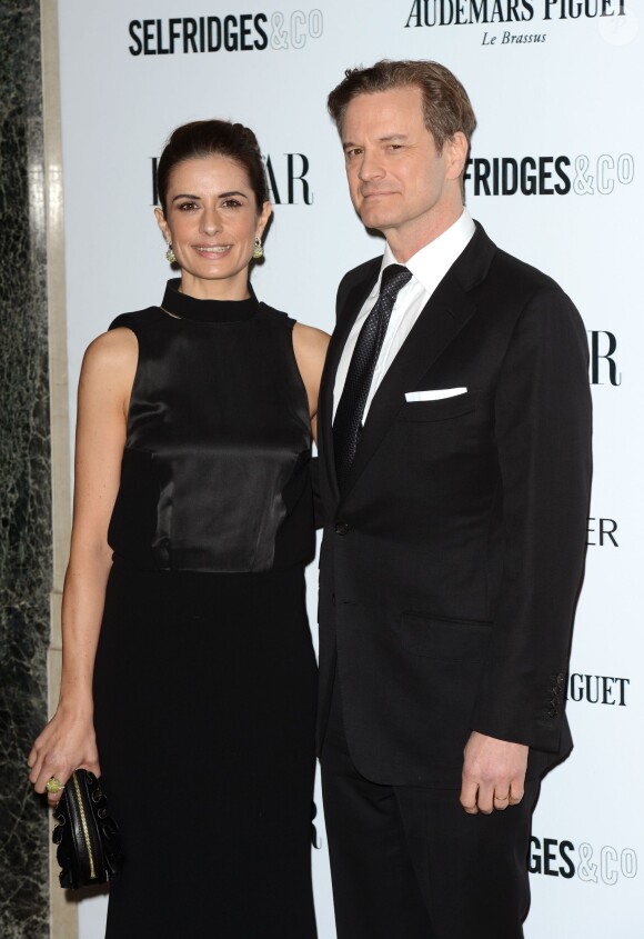 Livia et Colin Firth, respectivement vêtus en Victoria Beckham et Tom Ford, assistent aux Harper's Bazaar Women of the Year Awards à l'hôtel Claridge's. Londres, le 5 novembre 2013.