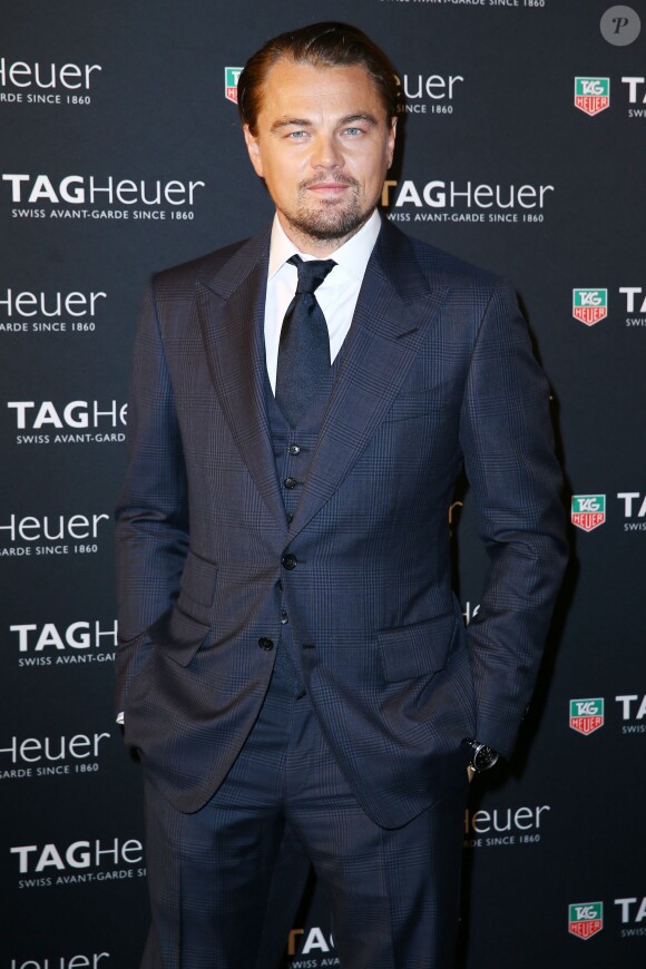 Leonardo DiCaprio lors de la soirée TAG Heuer qui célébrait le 50e anniversaire de son modèle emblématique, la Carrera, au Pavillon Vendôme à Paris, le 6 novembre 2013