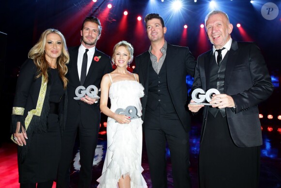Anastacia, David Beckham, Kylie Minogue, Robin Thicke et Jean-Paul Gaultier au gala "GQ Men of the Year Awards" à Berlin, le 7 novembre 2013.