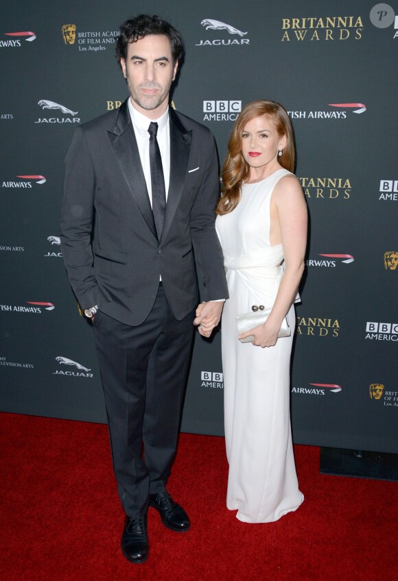Sacha Baron Cohen et Isla Fisher lors de la soirée des BAFTA Britannia Awards à Los Angeles le 9 novembre 2013