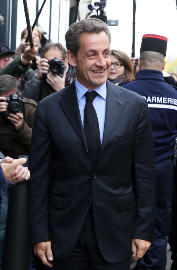 Nicolas Sarkozy était l'invité d'honneur d'un déjeuner de l'association "Chaban Aujourd'hui" dans des locaux annexes de l'Assemblée Nationale à Paris, le 15 Novembre 2013.