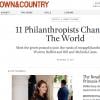 La princesse Madeleine de Suède fait partie des onze nouveaux visages de la philanthropie selon un dossier publié le 15 novembre 2013 par la revue américaine Town & Country