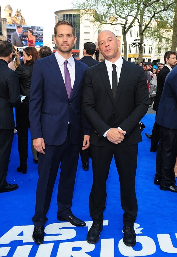 Paul Walker et Vin Diesel lors de l'avant-première à Londres du film Fast & Furious 6 le 7 mai 2013