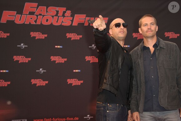 Vin Diesel et Paul Walker lors de la présentation de Fast & Furious 5 à Cologne en Allemagne le 27 avril 2011