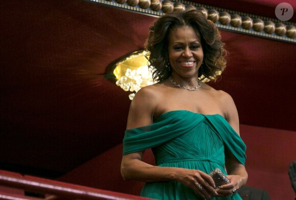 Michelle Obama lors des 36e Honneurs du Kennedy Center, Carlos Santana, Shirley MacLaine, Billy Joel, Herbie Hancock et Martina Arroyo, à la Maison Blanche le 8 décembre 2013.