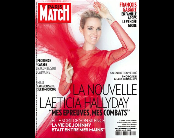 Laeticia Hallyday en couverture de Paris Match, numéro paru le 31 janvier 2013.