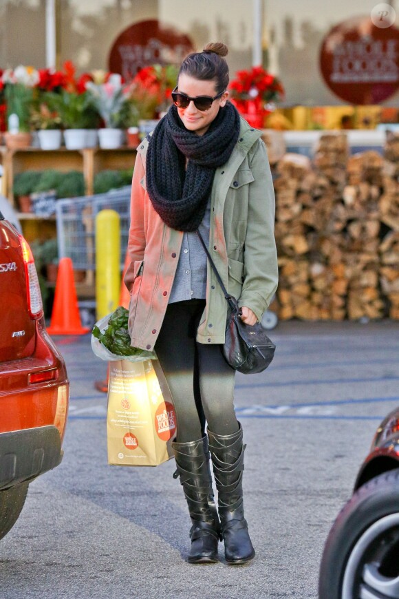 Lea Michele a fait quelques courses chez Whole Foods avec Adam Lambert, à West Hollywood, Los Angeles, le 7 décembre 2013.