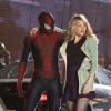 Andrew Garfield et Emma Stone sur le tournage "The Amazing Spider-Man 2" à New York le 4 juin 2013