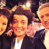 Michel Drucker, Anne Roumanoff et Kev Adams à l'enregistrement de l'émission "Vivement Dimanche" à Paris, le 17 décembre 2013. L'émission sera diffusée le 29 décembre.