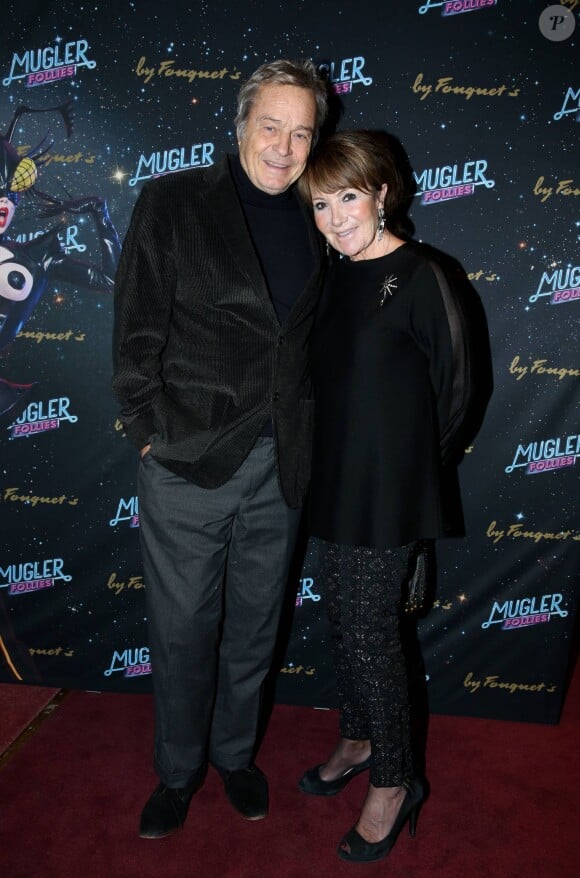 Patrick de Bourgues et sa femme Yaguel Didier à la générale du spectacle de Thierry Mugler au Comedia, Mugler Follies, à Paris, le 18 décembre 2013.